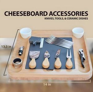 Like NEW Cheese Board Serving Platter, Coochie Cutting Board Knife Charcuterie